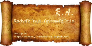 Radványi Annamária névjegykártya